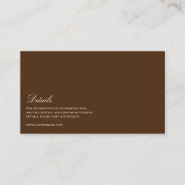 Elegante witte en bruine bruiloft details informatiekaartje