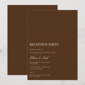 Elegante witte en bruine receptie uitnodiging Kaar (Voorkant / Achterkant)