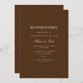 Elegante witte en bruine receptie uitnodiging Kaar (Voorkant / Achterkant)