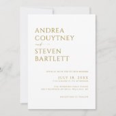 Elegante witte en champagne neutrale bruiloft kaart (Voorkant)