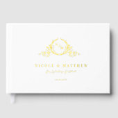 Elegante witte en echte Folie monogram bruiloft Gastenboek (Voorkant)