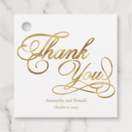 Elegante witte en faux gouden kalligrafie Dank u Bedankjes Labels