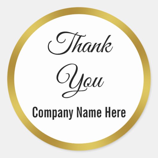 Elegante Witte en Faux Gouden Zaken Dank u Ronde Sticker (Voorkant)