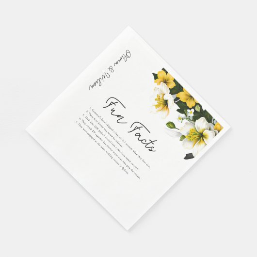 Elegante witte en gele bloemen bruiloft Leuke feit Servet (Hoek)