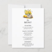 Elegante witte en gele bloemen bruiloft menu (Voorkant)