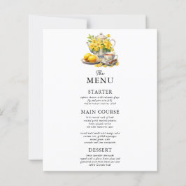 Elegante witte en gele bloemen bruiloft menu