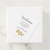 Elegante witte en gele bloemen bruiloft welkom bedankjes labels (In situ)