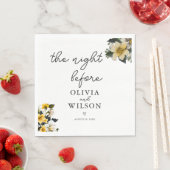 Elegante Witte en Gele Bloemen Trouwcocktail Servet (Insitu)