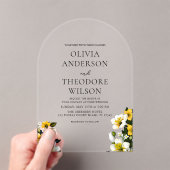 Elegante witte en gele bloemenbruiloft acryl uitnodigingen (Insitu (Draagbaar))