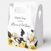 Elegante witte en gele bloemenbruiloft bedankdoosjes (Geopend)