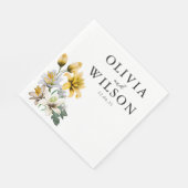 Elegante witte en gele bloemenbruiloft servet (Hoek)