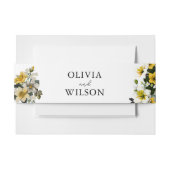 Elegante witte en gele bloemenbruiloft uitnodigingen wikkel (Voorkant Voorbeeld)
