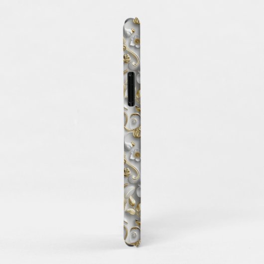 Elegante witte en gouden 3D-bloem Case-Mate iPhone Case (Achterkant/rechts)