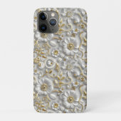 Elegante witte en gouden 3D-bloem Case-Mate iPhone Case (Achterkant)