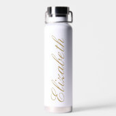 Elegante witte en gouden aangepaste scriptnaam waterfles (Achterkant)