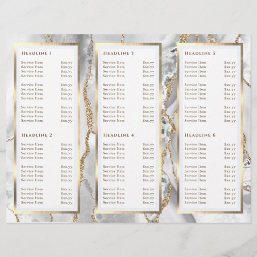 Elegante witte en gouden agaat brochure (Achterkant)