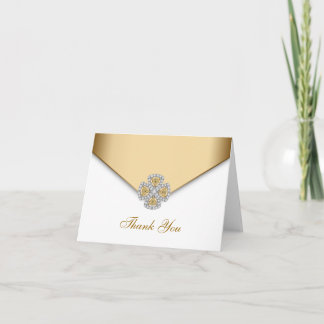 Elegante witte en gouden bedankkaart