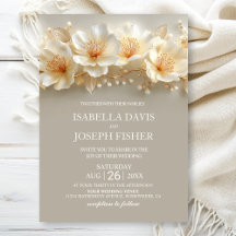 Elegante witte en gouden bloemen bruiloft