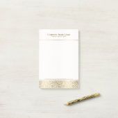 Elegante witte en gouden bloemige Paisley 2 Post-it® Notes (Op bureau)