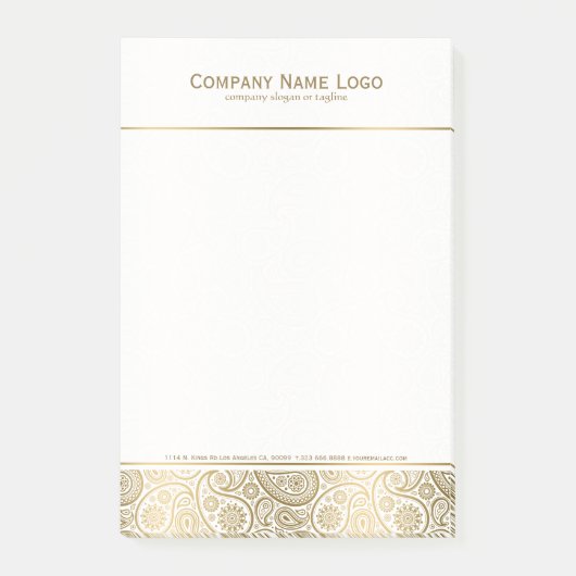 Elegante witte en gouden bloemige Paisley 2 Post-it® Notes (Voorkant)