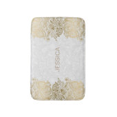 Elegante witte en gouden bloemige Paisley kant Badmat (Voorkant Verticaal)