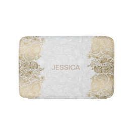 Elegante witte en gouden bloemige Paisley kant Badmat