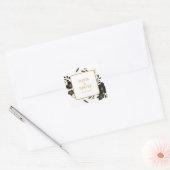 Elegante witte en gouden bloemige trouw  vierkante sticker (Envelop)