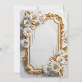 Elegante witte en gouden bloemrijke lijst kaart