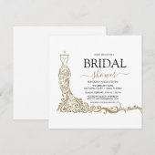 Elegante witte en gouden blos jurk bruidsmeisjesfe save the date (Voorkant / Achterkant)