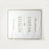 Elegante witte en gouden bruiloft achtergrond wandkleed (Voorkant (horizontaal))