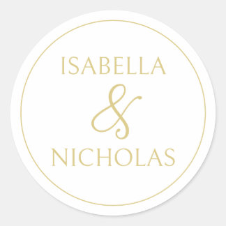 Elegante witte en gouden bruiloft envelop Sticker