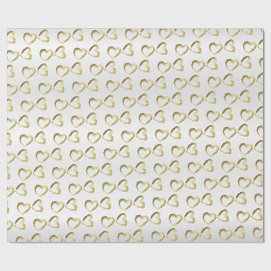 Elegante witte en gouden bruiloft harten cadeaupapier (Vlak)