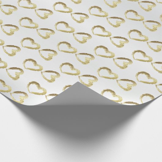 Elegante witte en gouden bruiloft harten cadeaupapier (Hoek)