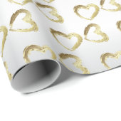 Elegante witte en gouden bruiloft harten cadeaupapier (Rol Hoek)