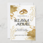 Elegante witte en gouden bruiloft kaart (Voorkant)