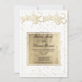 Elegante witte en gouden confetti bloemenbruiloft kaart (Voorkant)