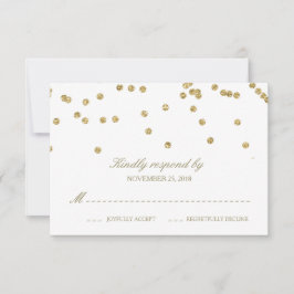 Elegante witte en gouden Confetti Polka-Stippen RS RSVP Kaartje