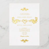 Elegante witte en gouden folie bruiloft uitnodigin folie uitnodiging (Voorkant)