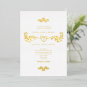 Elegante witte en gouden folie bruiloft uitnodigin folie uitnodiging (Staand Voorkant)