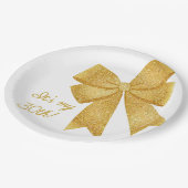 Elegante Witte en Gouden Glitter Boog Verjaardag Papieren Bordje (Gekanteld)