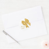 Elegante Witte en Gouden Glitter Boog Verjaardag Ronde Sticker (Envelop)
