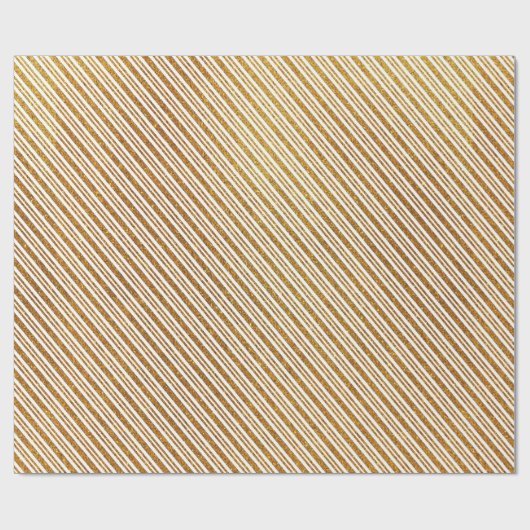 Elegante witte en gouden glitter snoepriet strepen cadeaupapier (Vlak)