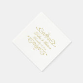 Elegante witte en gouden hart bloeien bruiloft servetten (Hoek)