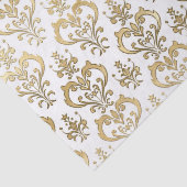 Elegante witte en gouden harten Valentijns Damask Tissuepapier (Detail)