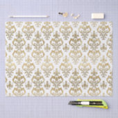 Elegante witte en gouden harten Valentijns Damask Tissuepapier (Craft)