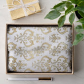 Elegante witte en gouden harten Valentijns Damask Tissuepapier (Geschenk)