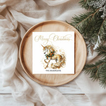 Elegante witte en gouden Kerst-unicorn