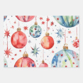 Elegante witte en gouden kerstballen inpakpapier vel (Voorkant 2)