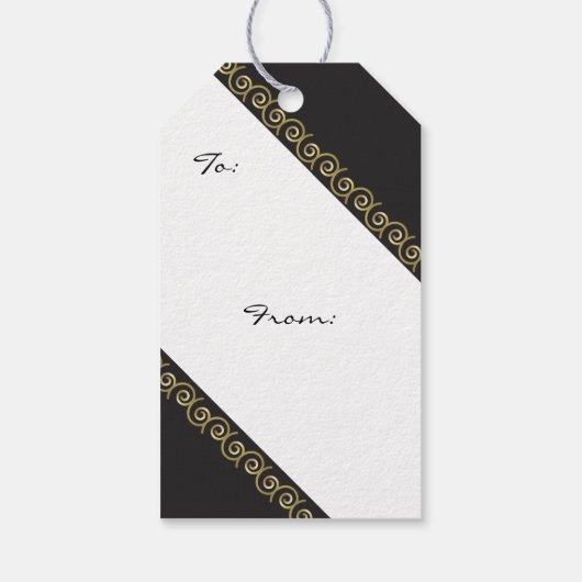 Elegante witte en gouden kerstboom cadeaulabel (Achterkant)