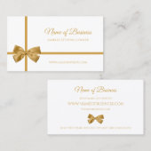 Elegante Witte en Gouden Lint Gift Verpakte Bow Visitekaartje (Voorkant / Achterkant)